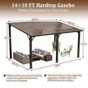 14x10 FT Hardtop Gazebo