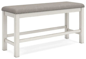 Robbinsdale - Dbl Counter Height Upholstered Dining Bench - Antique White - Best Buy Furniture