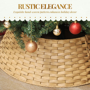 Rustic Christmas Tree Skirt, Plastic Woven Christmas Tree Collar