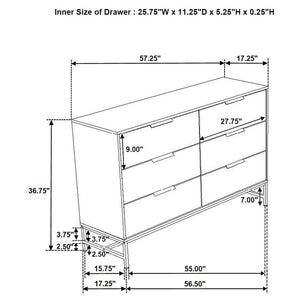 Taraval - 6 Drawer Bedroom Dresser - White