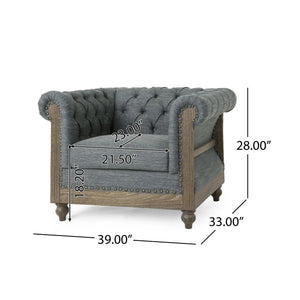 Fabric Upholstered Club Chair With Scrolled Tuxedo Arms - Best Buy Furniture