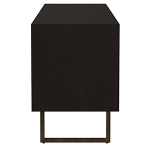 Manaya - 2 Door Stand With Open Shelving And Hidden Storage - Charcoal Black