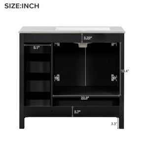 36" Black Bathroom Vanity with Ceramic Sink Combo
