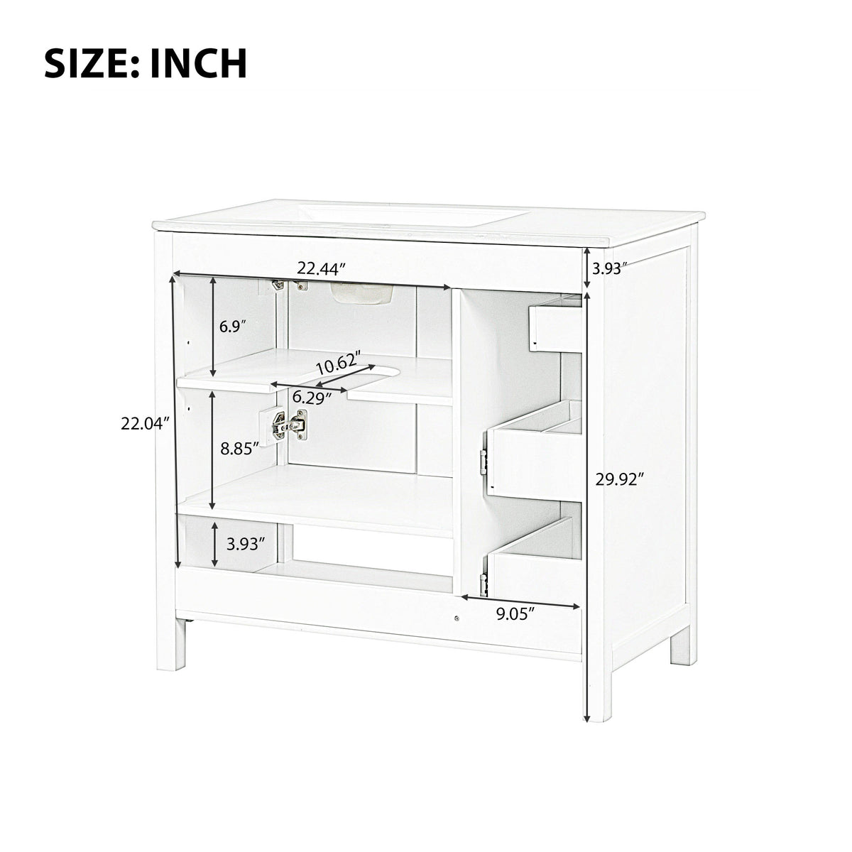 36" Bathroom Vanity with Sink Top
