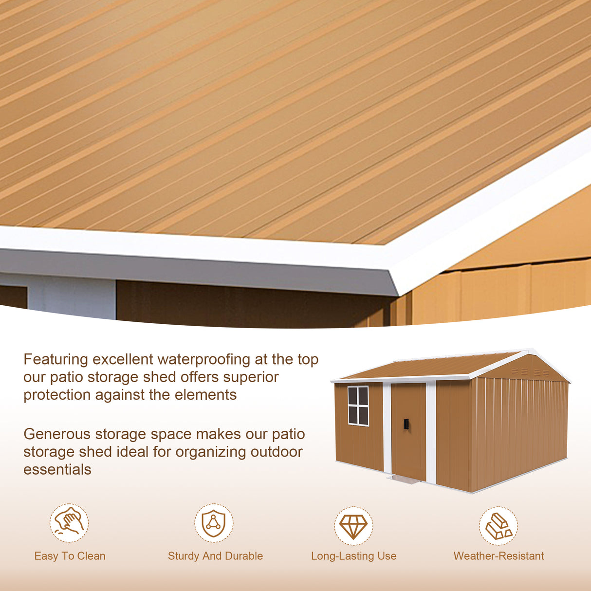 12x10 FT Heavy-Duty Metal Storage Shed with Lockable Door & Ventilation
