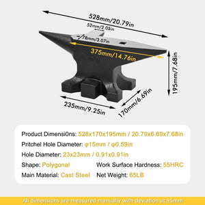 Multi Angle Anvil With Round And Square Holes