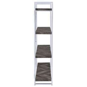 Herringbone - Bookcase With Full Length Shelf - Gray