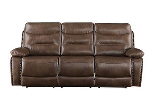 Aashi - Leather Gel Match 3 Piece Recliner Living Room Set - Brown - Best Buy Furniture
