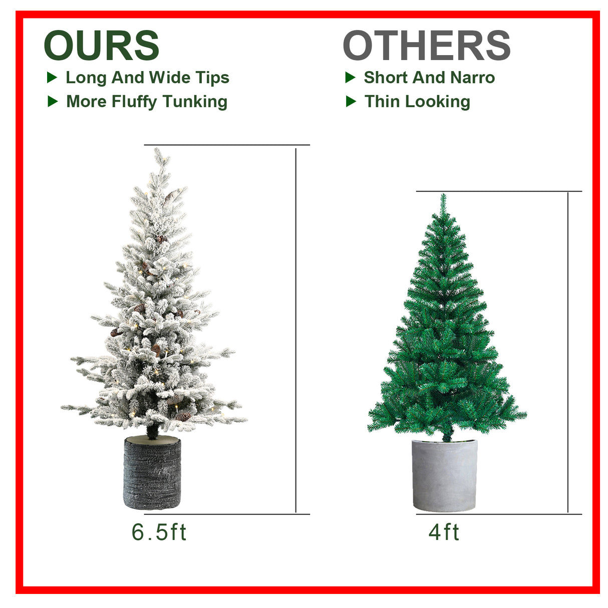 3FT Flocked Christmas Tree with Pot Base