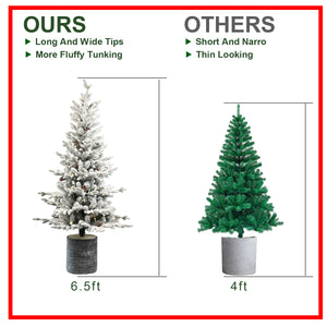 6.5FT Flocked Christmas Tree with Pot Base