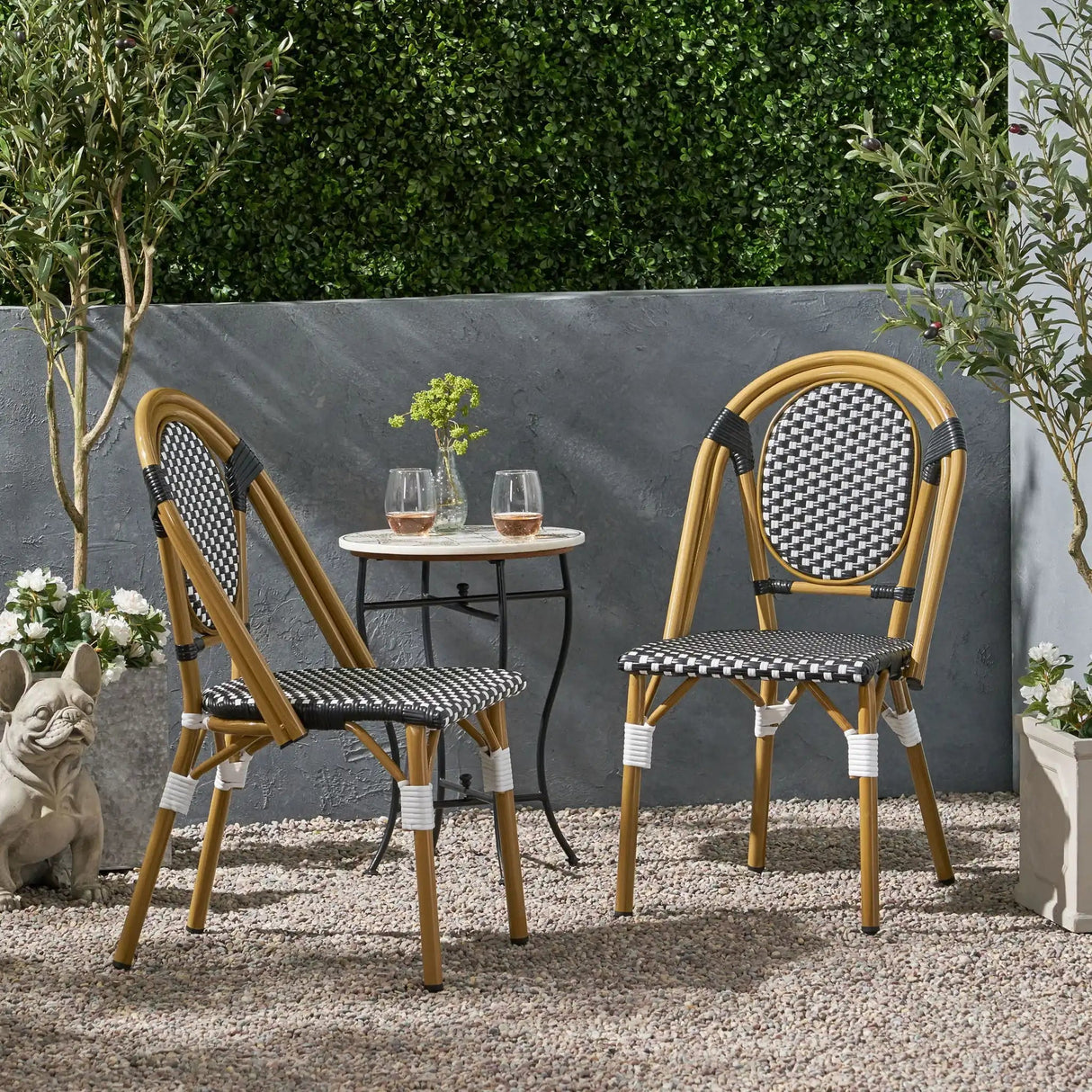 Outdoor Rattan And Aluminum French Bistro Chair Set - Best Buy Furniture