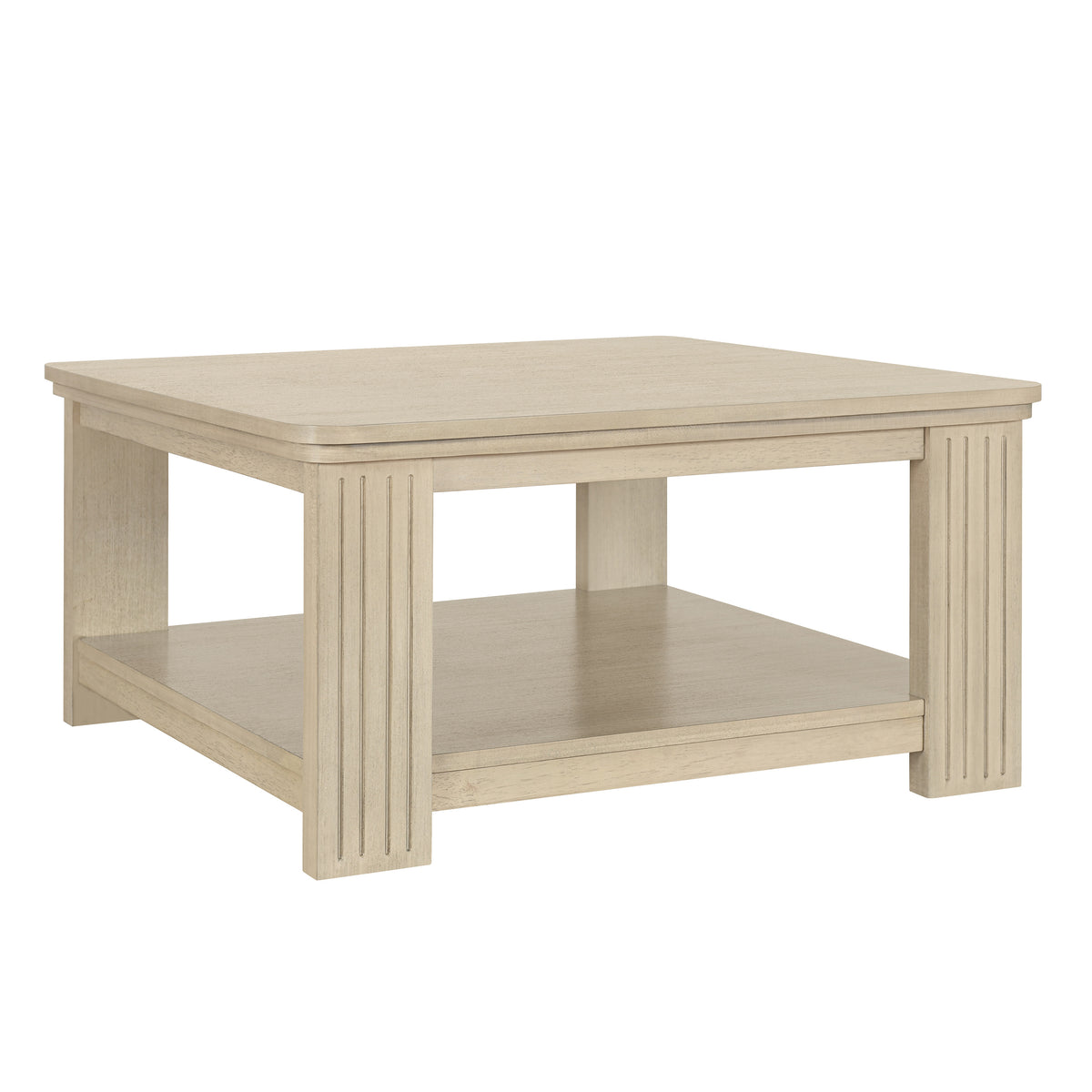 Square Coffee Table with 2-Tier Storage Shelf