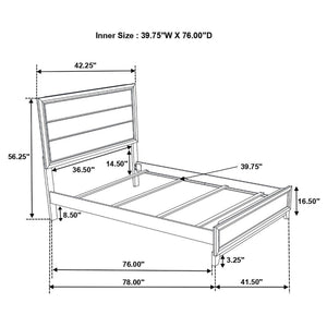 Twin Panel Bed With Tapered Legs - Gray