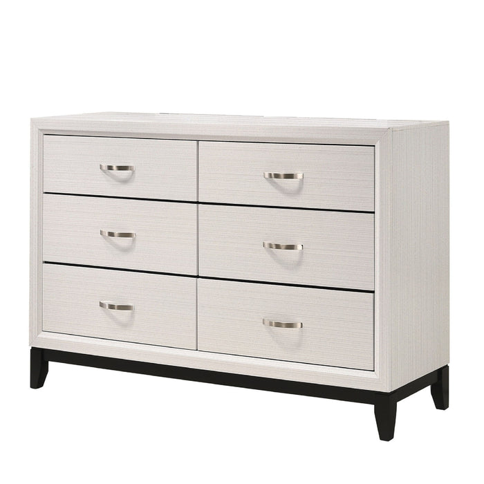 Contemporary 6-Drawer Dresser with Metal Handles - White or Dark Gray