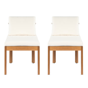 Acacia Wood Outdoor Dining Chair (Set of 2), Teak Finish Wood +