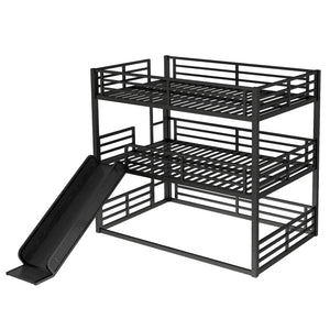 Full Over Full Over Full Bunk Bed with Slide