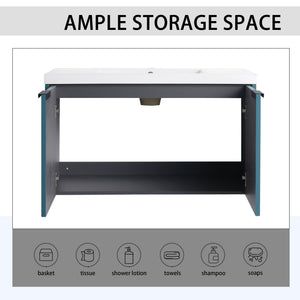 Contemporary Wall Mounted Bathroom Vanity With Resin Double Sink