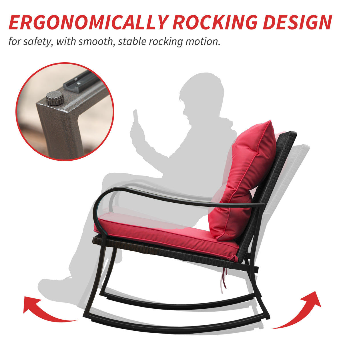 Metal 2-Person Outdoor Patio Rocking Seating Group with Cushions