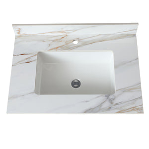 Elegant Vanity Top With Undermount Sink And Backsplash, Sintered Stone