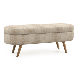 Modern Ottoman Oval Storage Bench With Rubber Wood Legs