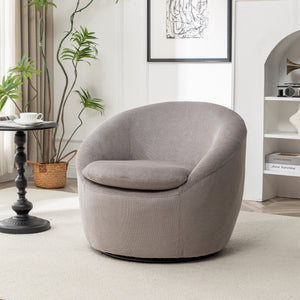 Winnie Modern Teddy Fabric Barrel Chair - 360° Swivel