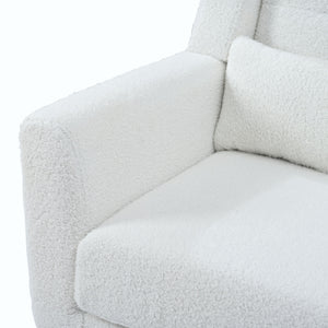 Modern Accent Chair, Arm Chairs For Living Room, Upholstered Mordern Armchair, Comfy Soft Padded Lounge Chair In Small Space, Bedroom, With Pillow, Solid Wood Leg