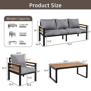 GO 4-Piece Outdoor Furniture Sofa Set for 5 People