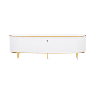 Modern TV Stand For TVs Up To 80", Entertainment Center With 4 Drawers And 1 Cabinet, Wood TV Console Table With And Handles For Living Room - White