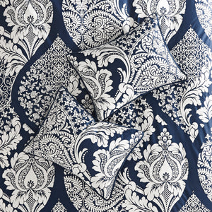 7 Piece Cotton Printed Comforter Set Indigo Queen