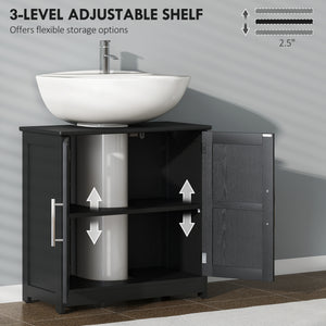 Pedestal Sink Storage Cabinet with 2 Barn Doors and Adjustable Shelf