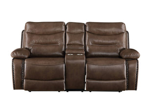 Aashi - Leather Gel Match Recliner Loveseat - Brown - Best Buy Furniture