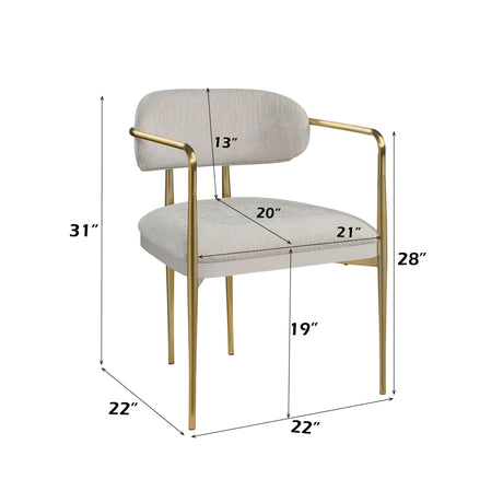Zayn Arm Chair (Set of 2) - Beige / Gold