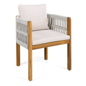 Outdoor Dining Chairs With Mix Rope Handles (Set of 2)