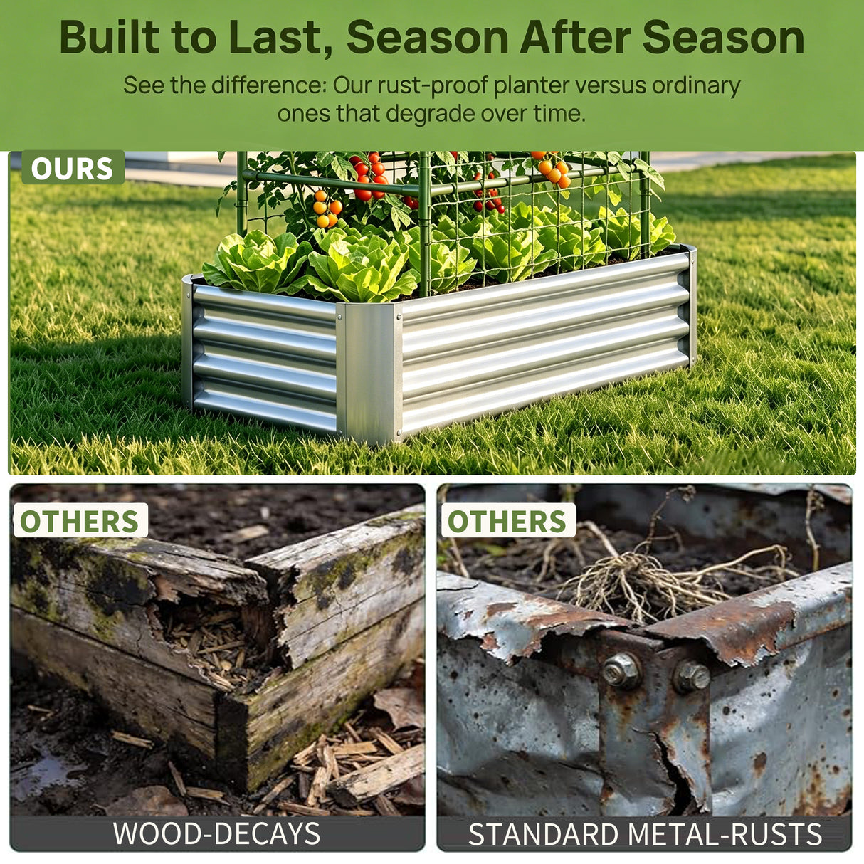 2-in-1 Raised Garden Bed with Trellis