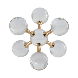 7.9" x 7.9" x 7.9" Clear and Gold Decorative Sculpture