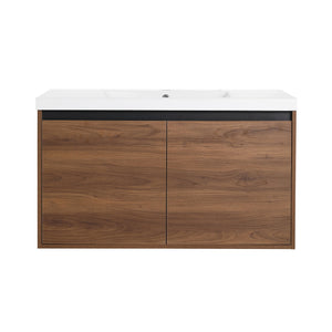 Bathroom Vanity Set With Resin Countertop Sink And 2 Doors, Engineered Wood