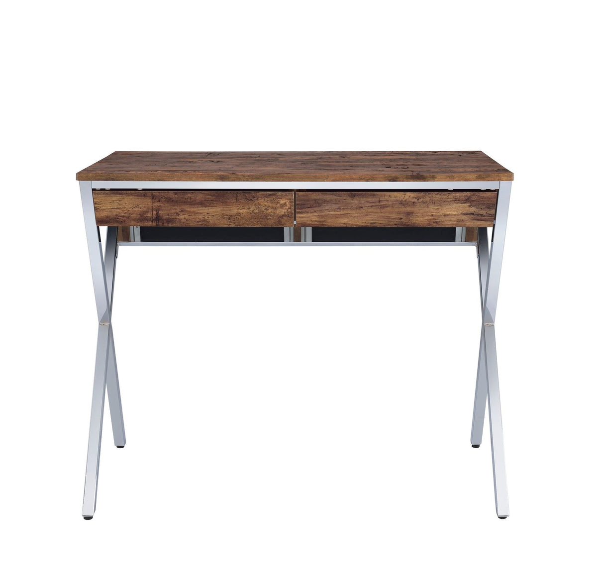 Callers - Weathered Writing Desk - Chrome / Oak - Best Buy Furniture