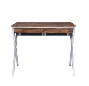 Callers - Weathered Writing Desk - Chrome / Oak - Best Buy Furniture