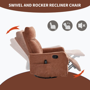 Orange Heat Massage Manual Recliner Chair with Rocker and Swivel