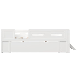 Platform Bed With Guardrail And Drawer