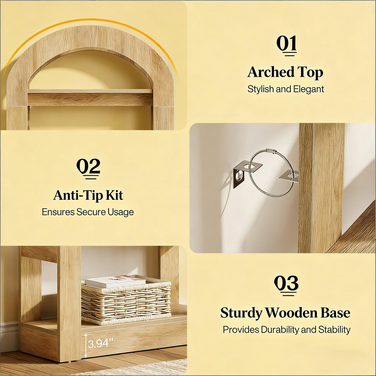 Arched Display Shelf - 5-Tier Bookshelf