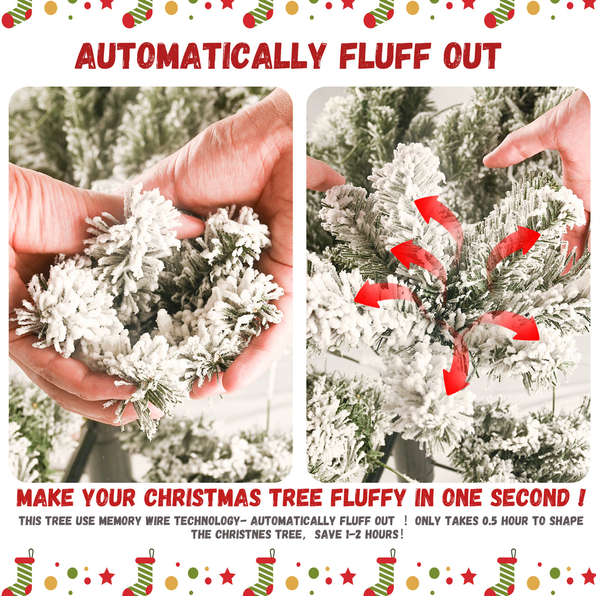 4FT Flocked Christmas Tree with 350 Tips