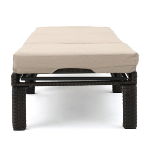 Puerta - Chaise Lounge Frame Cushion Outdoor Wicker Iron - Beige / Dark Brown