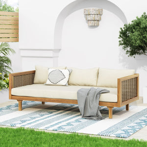 Claremont - 3 Seater Daybed Teak Acacia Wood Water Resistant Cushions - Best Buy Furniture