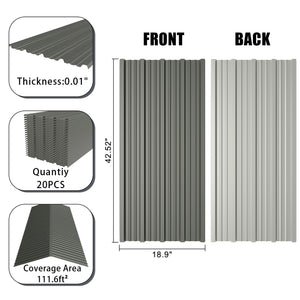 20 Pcs 42.52''X18.9'' Corrugated Metal Roofing Panels