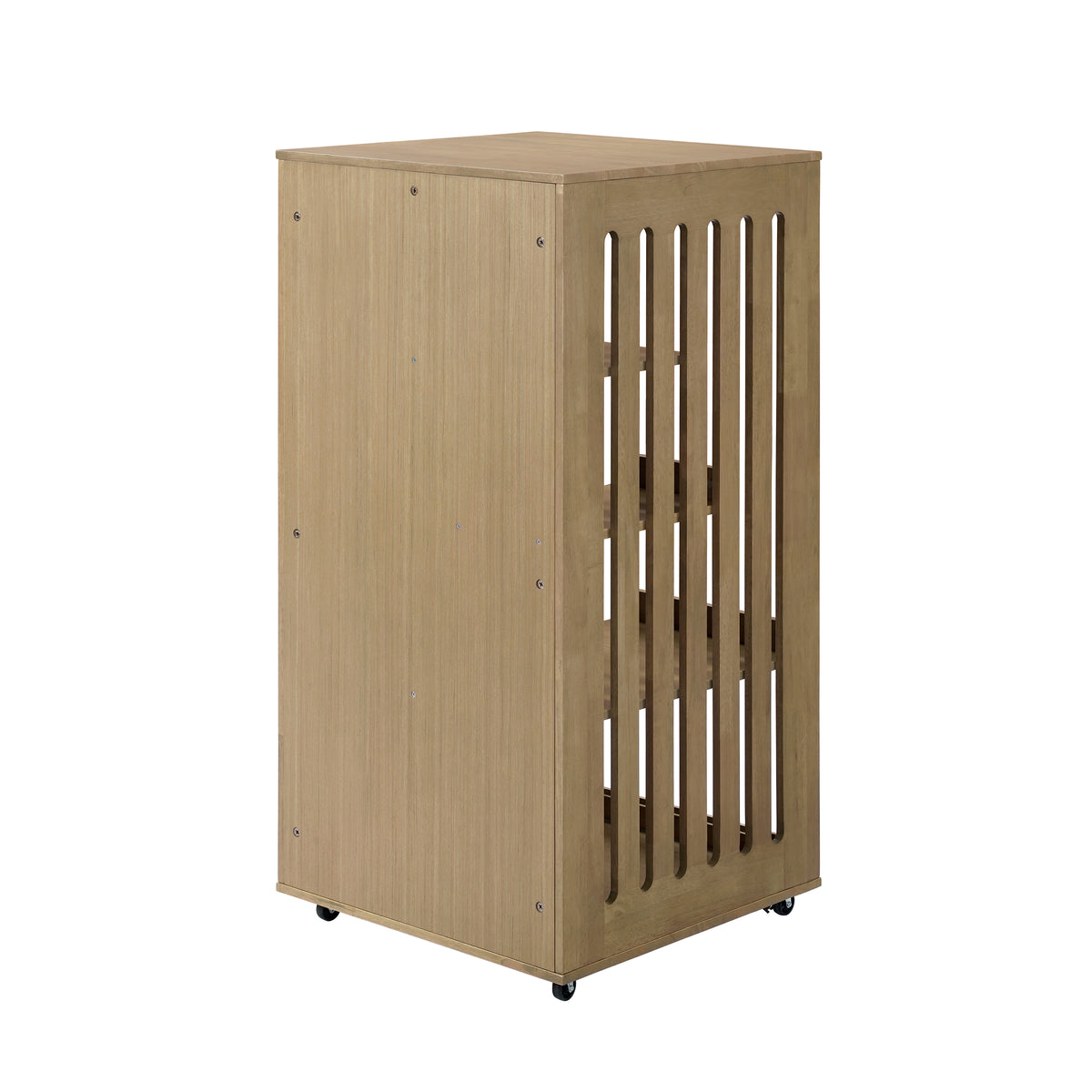 Basia Rubber Wood Cat Cabinet with Wheels