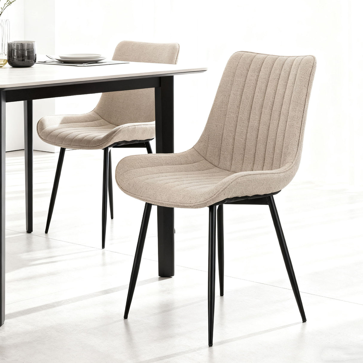Dining Chair Set With Padded Backrests (Set of 4) - Beige