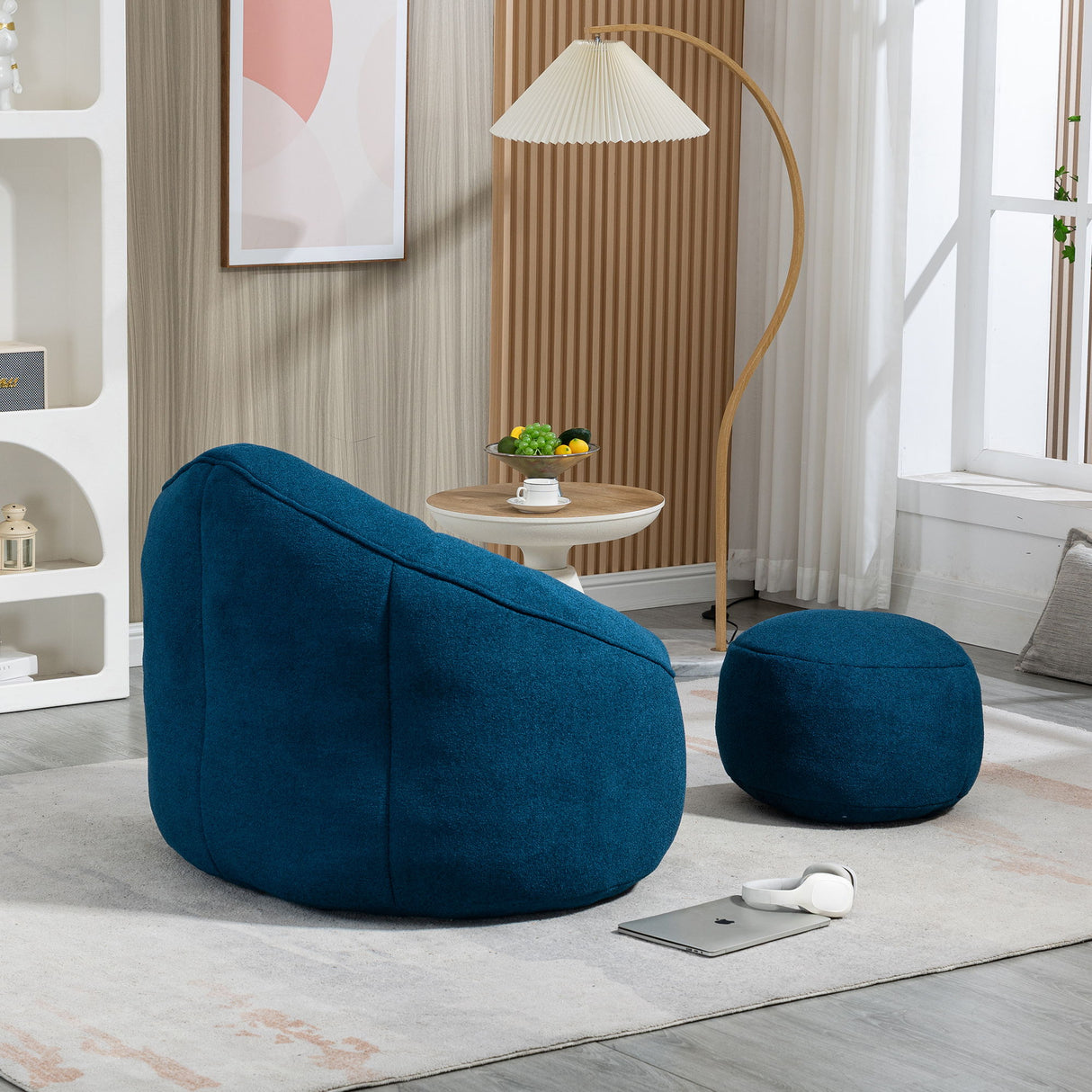 Bedding Bean Bag Sofa Chair High Pressure Foam With Footrest