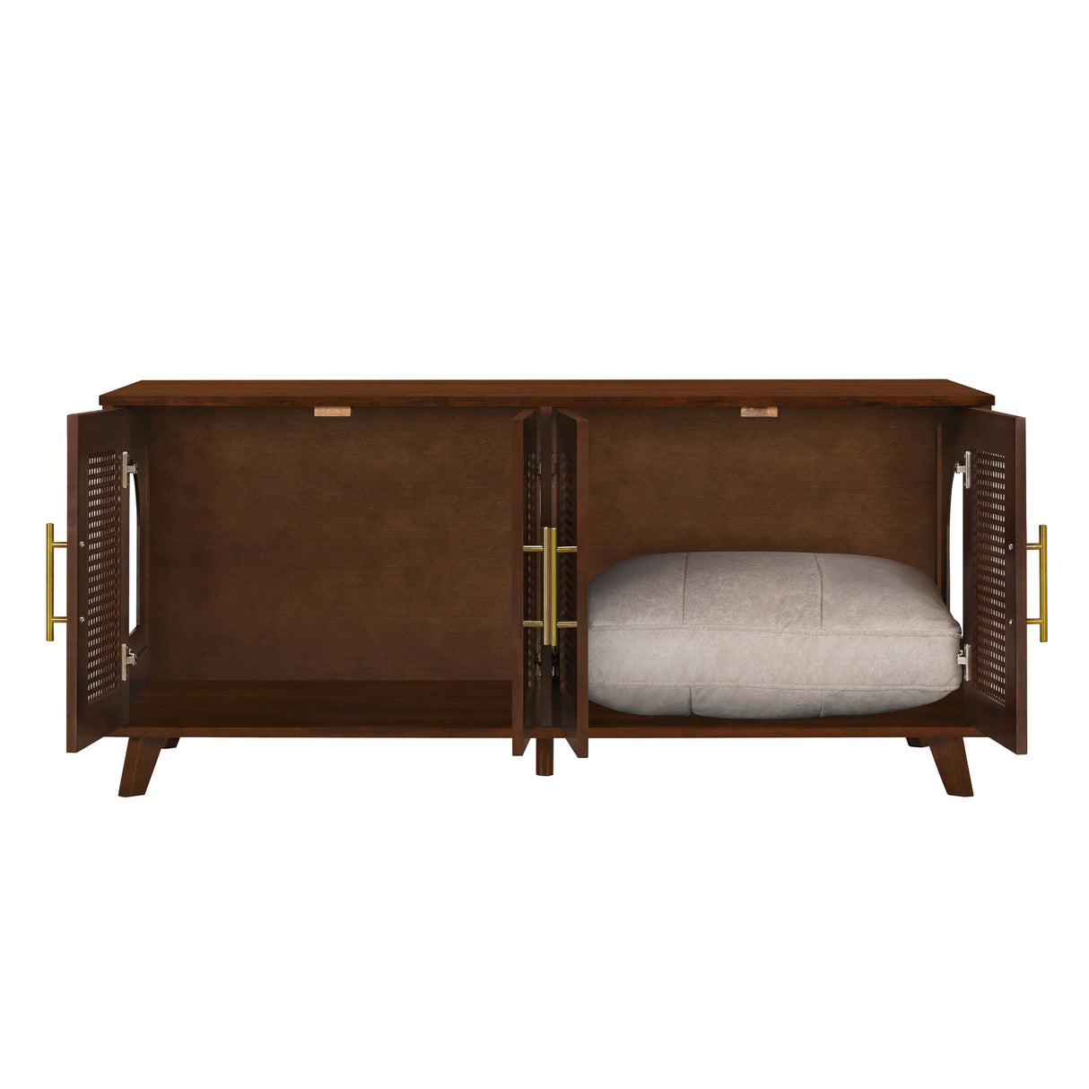 Myra Indoor Premium Rubber Wood Cat Cabinet with Cozy Cushion