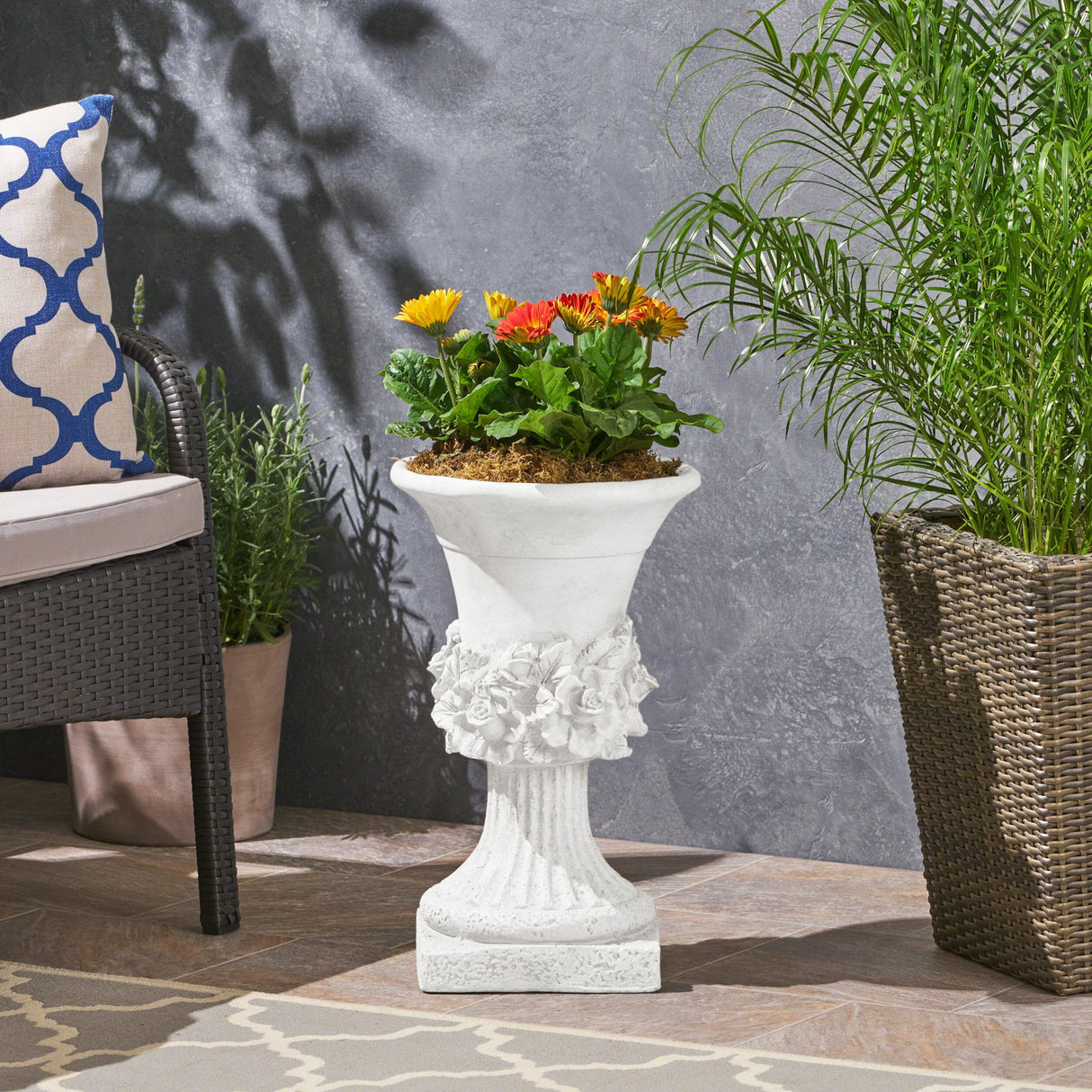 Garden Durable Urn Planter - Antique White
